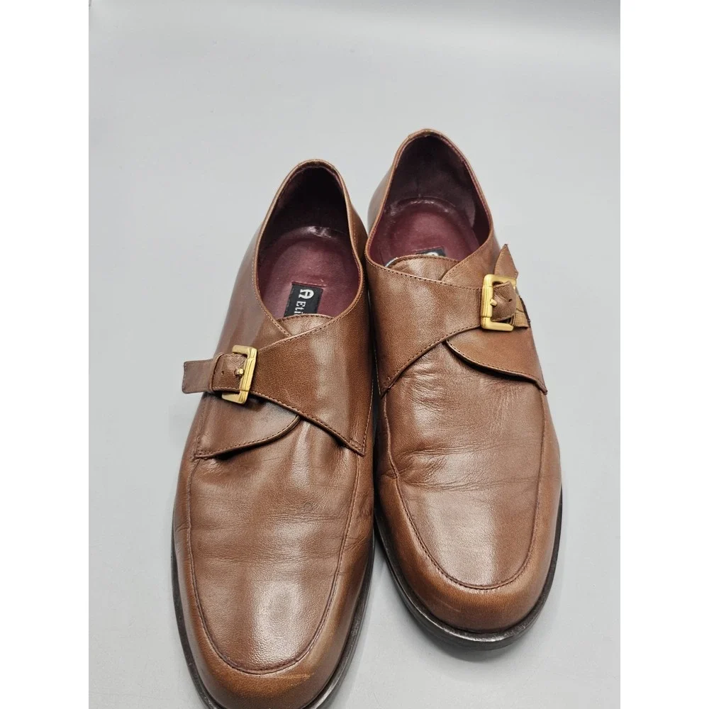 Etienne Aigner‎ Brown Monk Strap Buckle Shoes Loafers Womens 9 Garner